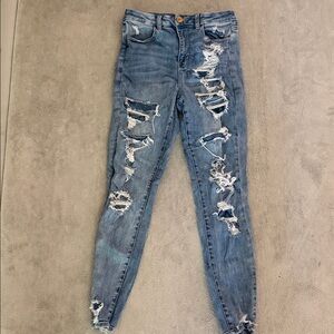 American Eagle Outfitters Distressed Light Blue Skinny Jeans